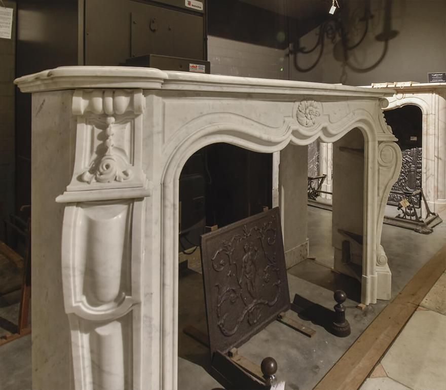19th Century Antique Carrara Marble Louis XV Fireplace Mantel photo for sale