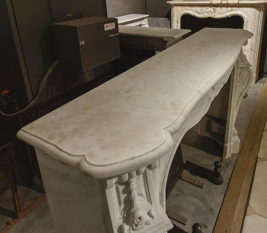 19th Century Antique Carrara Marble Louis XV Fireplace Mantel photo Home Fixtures