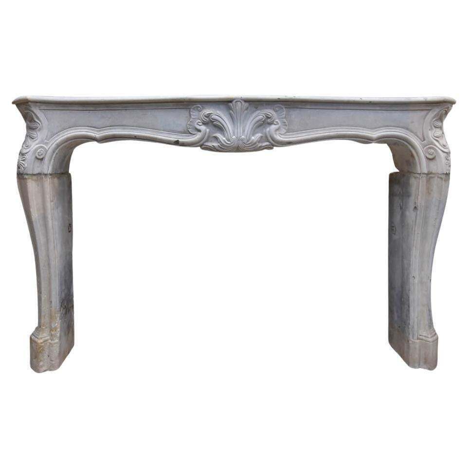 19th Century Antique Marble Stone Louis XV Fireplace Mantel Front