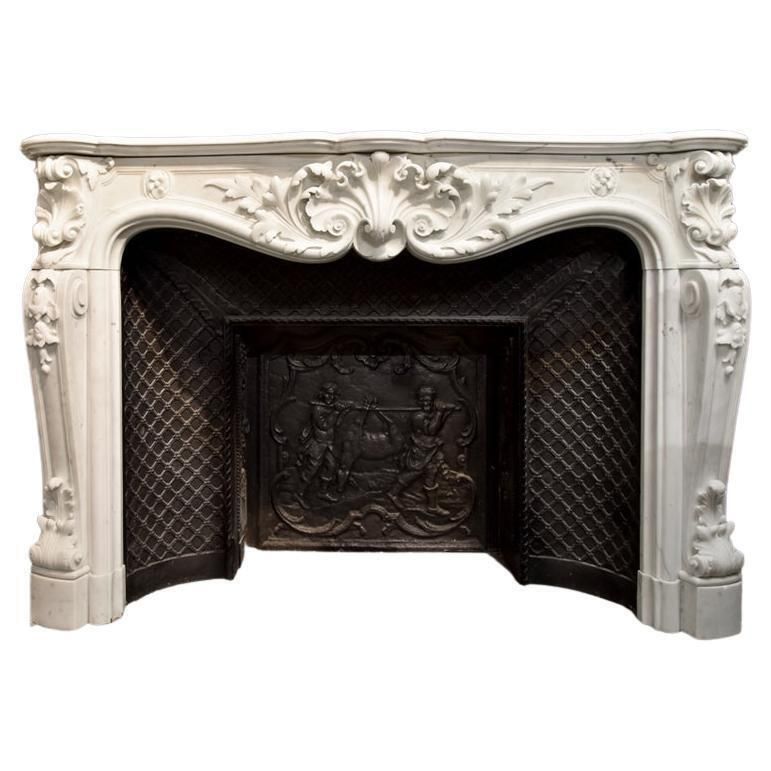 Antique Louis XV Marble Fireplace Mantle 19th Century