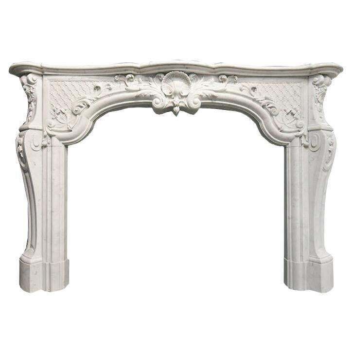 19th Century Antique Marble Louis XV Chateau Fireplace Mantel