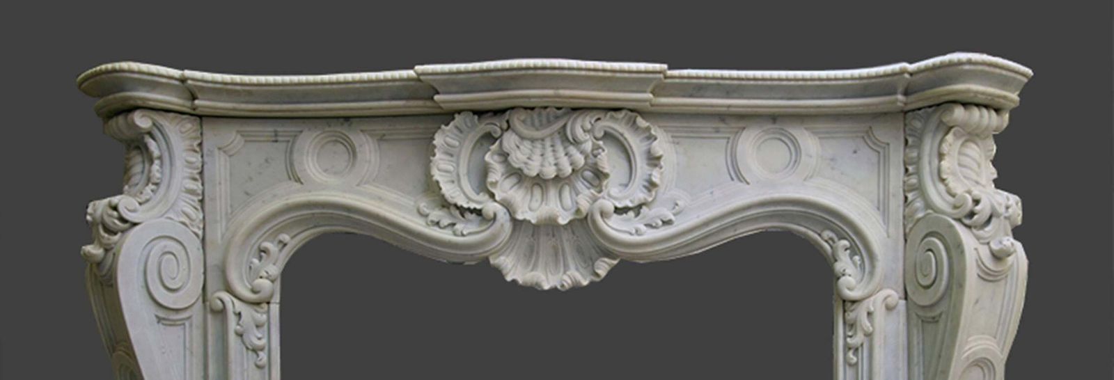 French Antique Louis XV Carrara Marble Fireplace Mantel photo for sale
