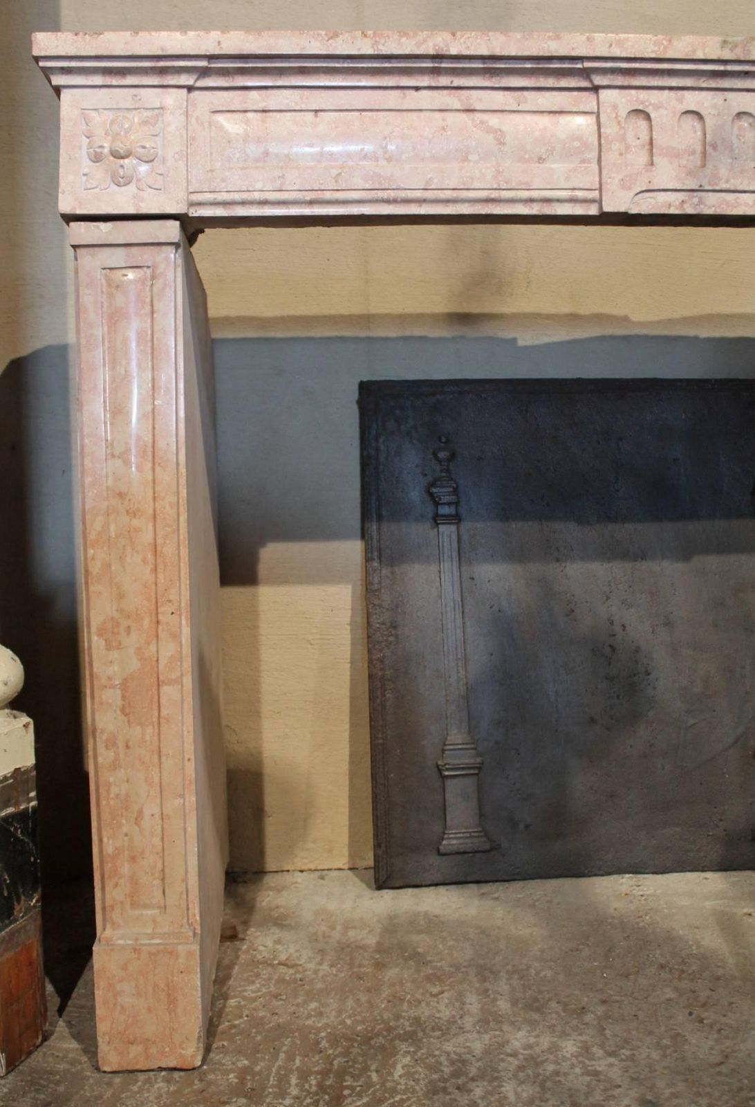 Antique Louis XVI Marblestone Fireplace Mantel, 18th Century photo for sale