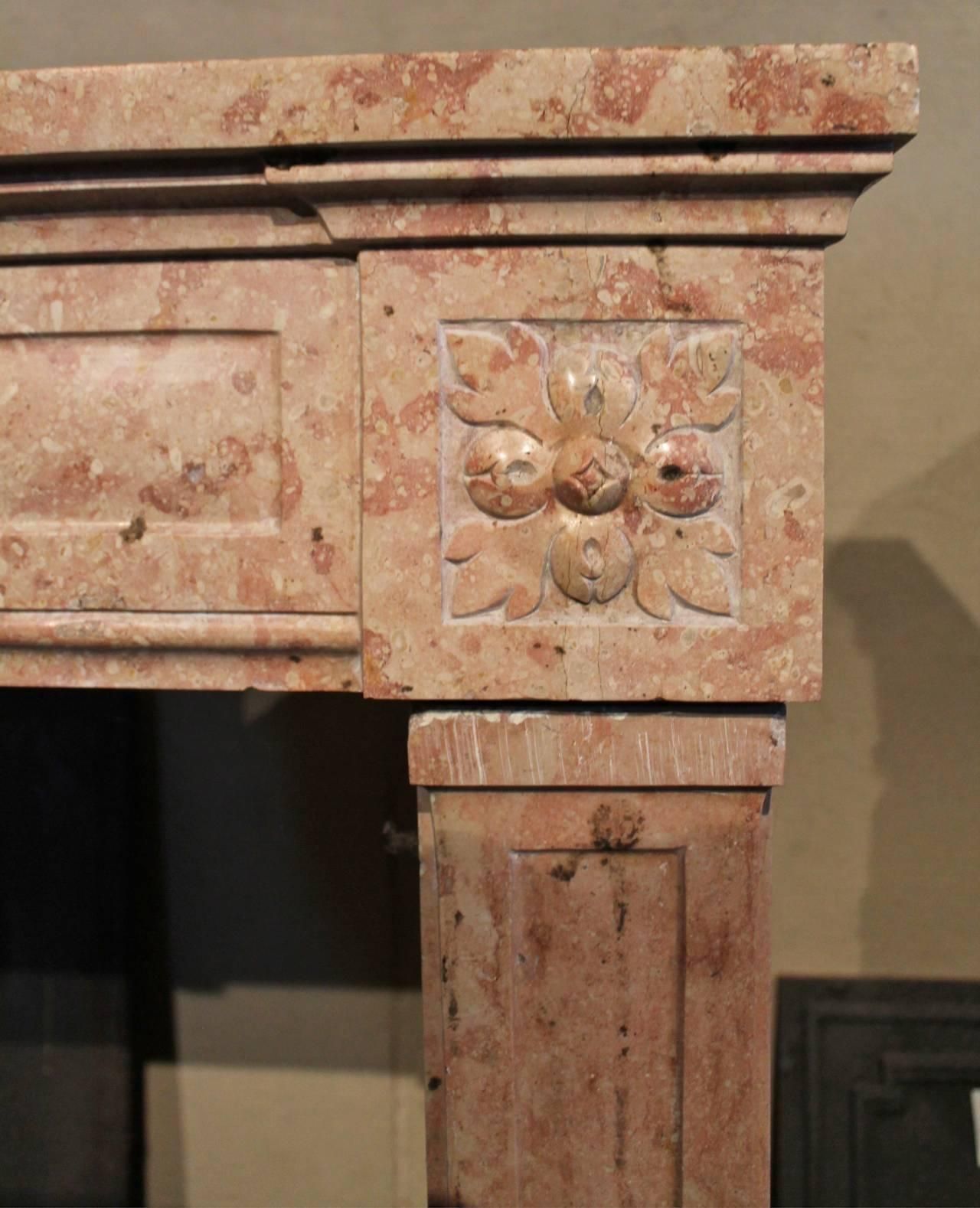 Antique Louis XVI Marblestone Fireplace Mantel, 18th Century photo vinterior