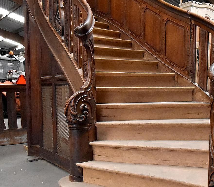 Exclusive Oak Staircase With Carving And Balustrade 19th Century photo buy