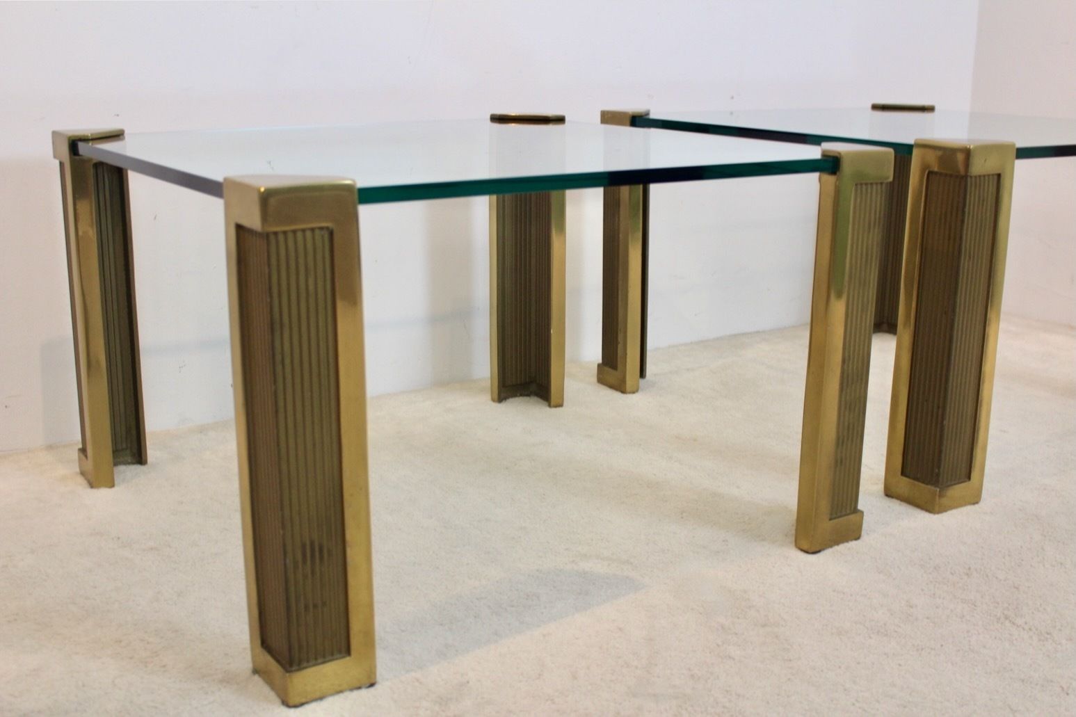 Set Of Two Brass And Glass Peter Ghyczy Large Side Tables photo Furniture