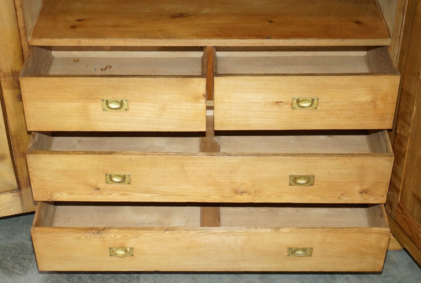 photo buy Victorian Ash Aesthetic Movement Wardrobe Built In Campaign Chest Of Drawers