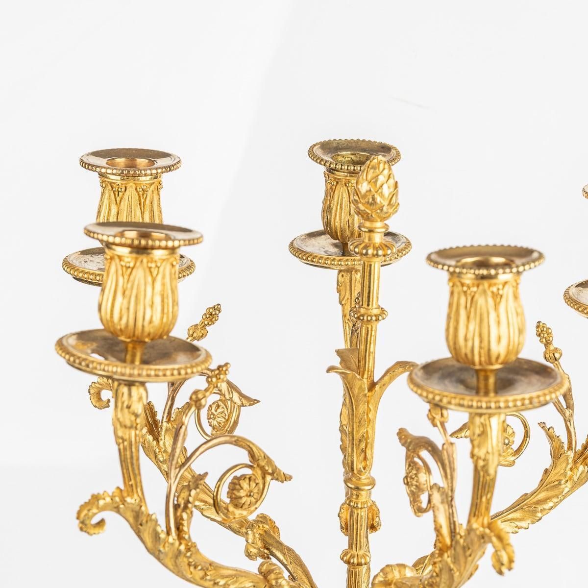 19th Century French Pair Of Louis XVI Style Ormolu Five Light Candelabra C.1880 photo vinterior