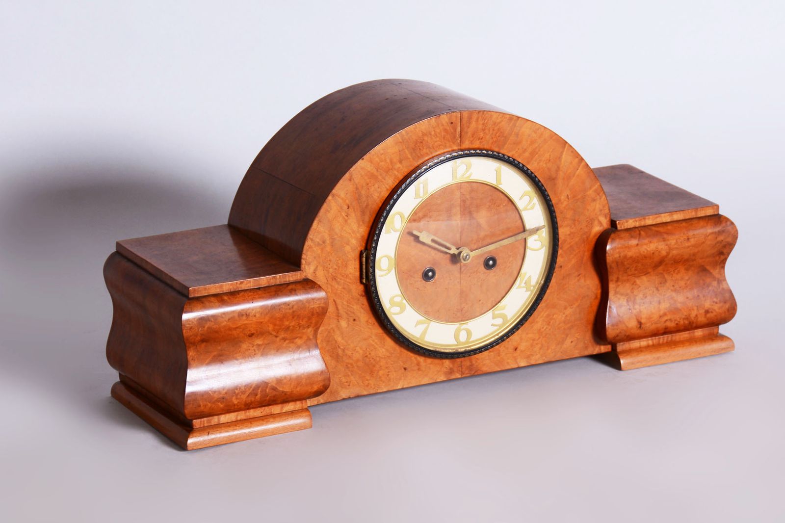 Restored Art Deco Clock, Made By Up Závody, Mahogany, Czech, 1920s