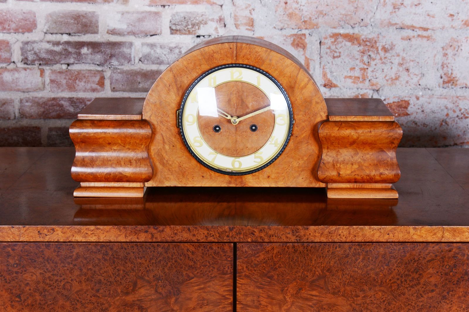 Restored Art Deco Clock, Made By Up Závody, Mahogany, Czech, 1920s photo furniture