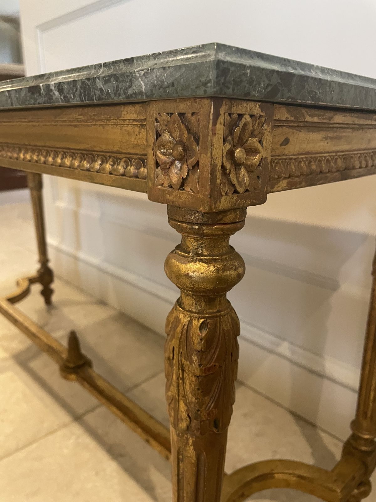French Louis XVI Style Carved Giltwood Occasional Table photo vintage