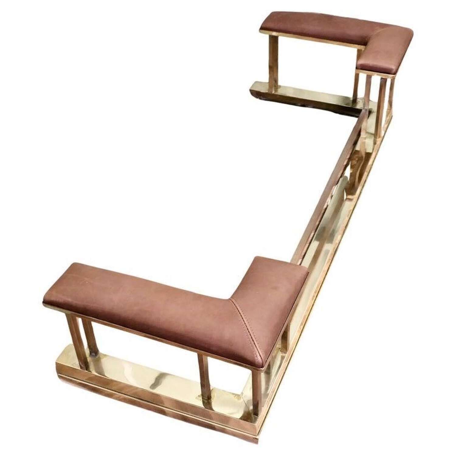 Dainty Art Deco Brass And Leather Club Fender