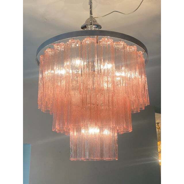Contemporary “Tronchi” Murano Glass Chandelier In Venini Style photo for sale