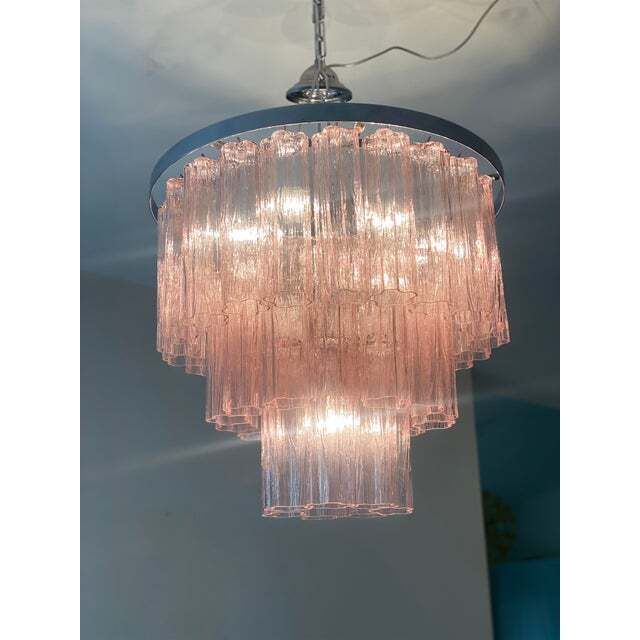 Contemporary “Tronchi” Murano Glass Chandelier In Venini Style photo Lighting