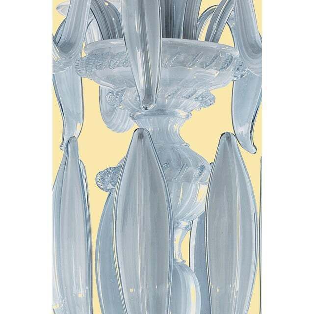 .Mid Century Modern Venetian Azure Style Murano Glass Chandelier photo for sale