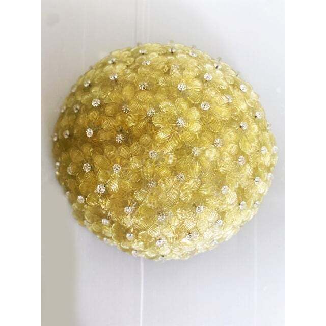 Early 21st Century Gold Flowers Murano Glass Flush Moun photo 3400.0