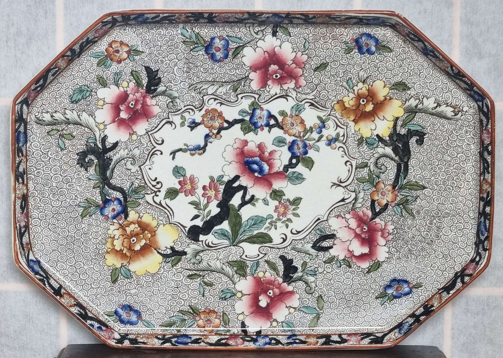 Hancock Coronaware Tray | Antique English Porcelain | Floral Vanity Dresser Plate | Victorian Dressing Table Decor photo furniture