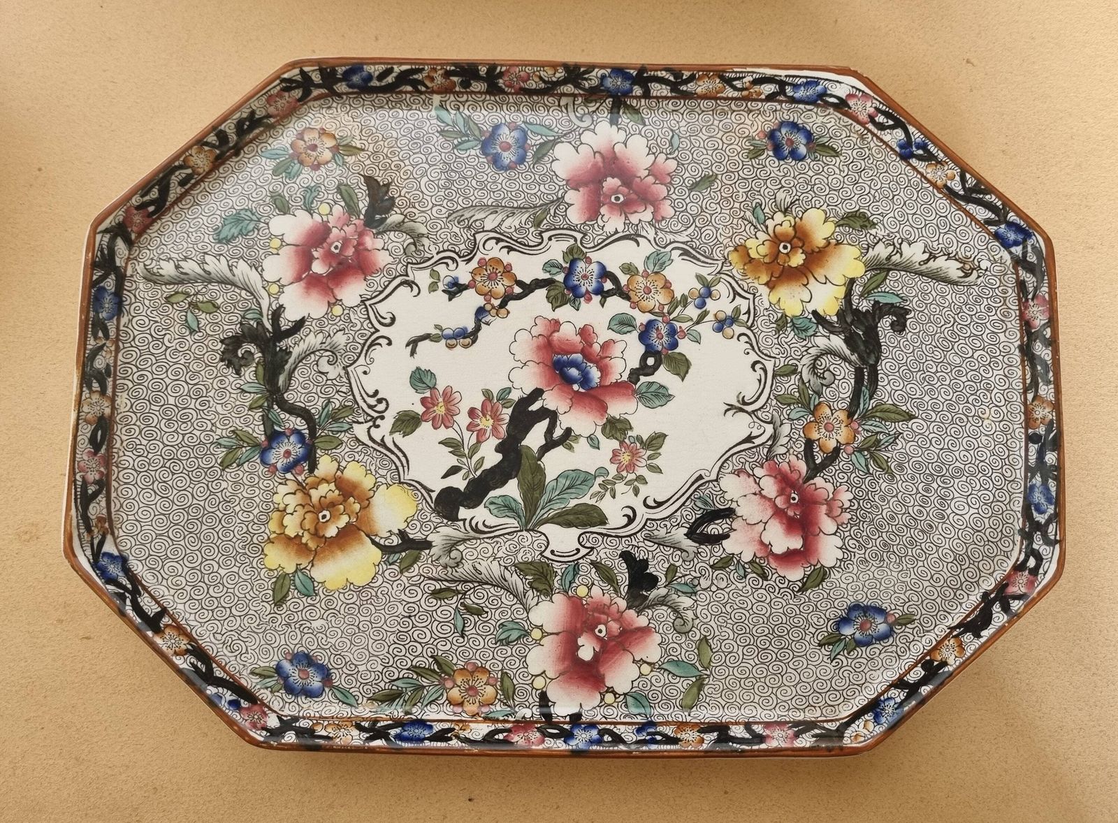 Hancock Coronaware Tray | Antique English Porcelain | Floral Vanity Dresser Plate | Victorian Dressing Table Decor photo for sale