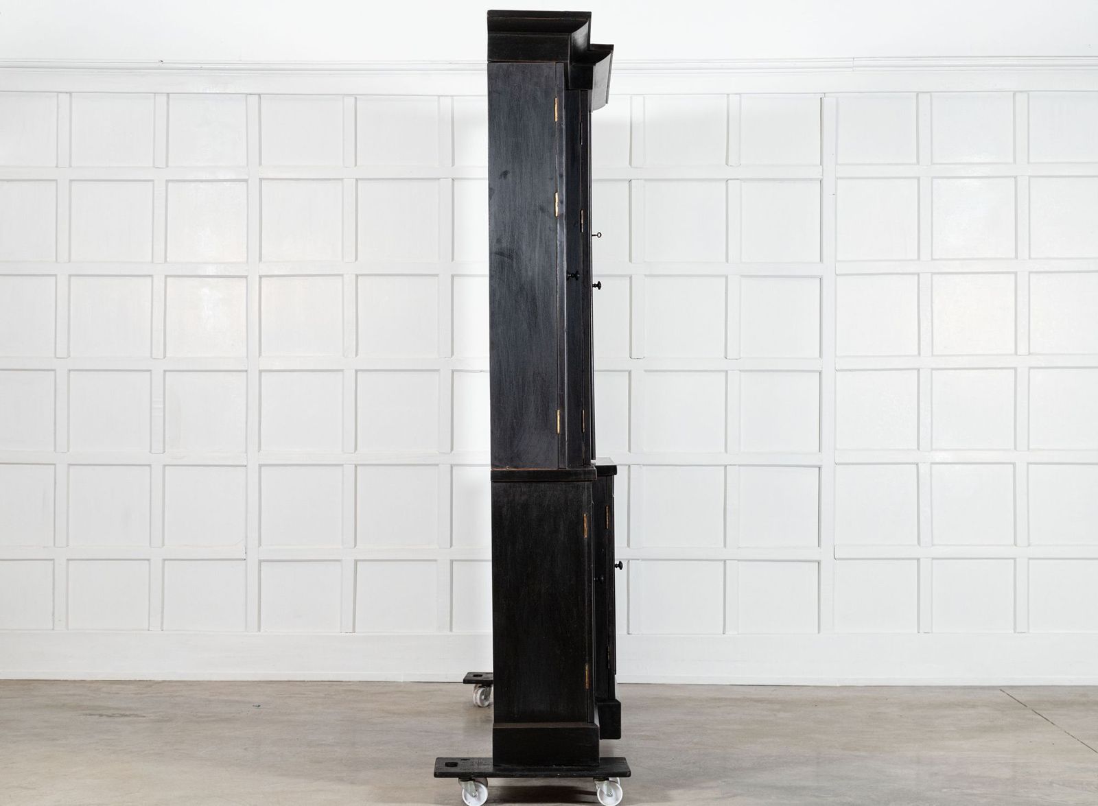 Monumental 19thc English Ebonised Mahogany Glazed Breakfront Bookcase photo vinterior