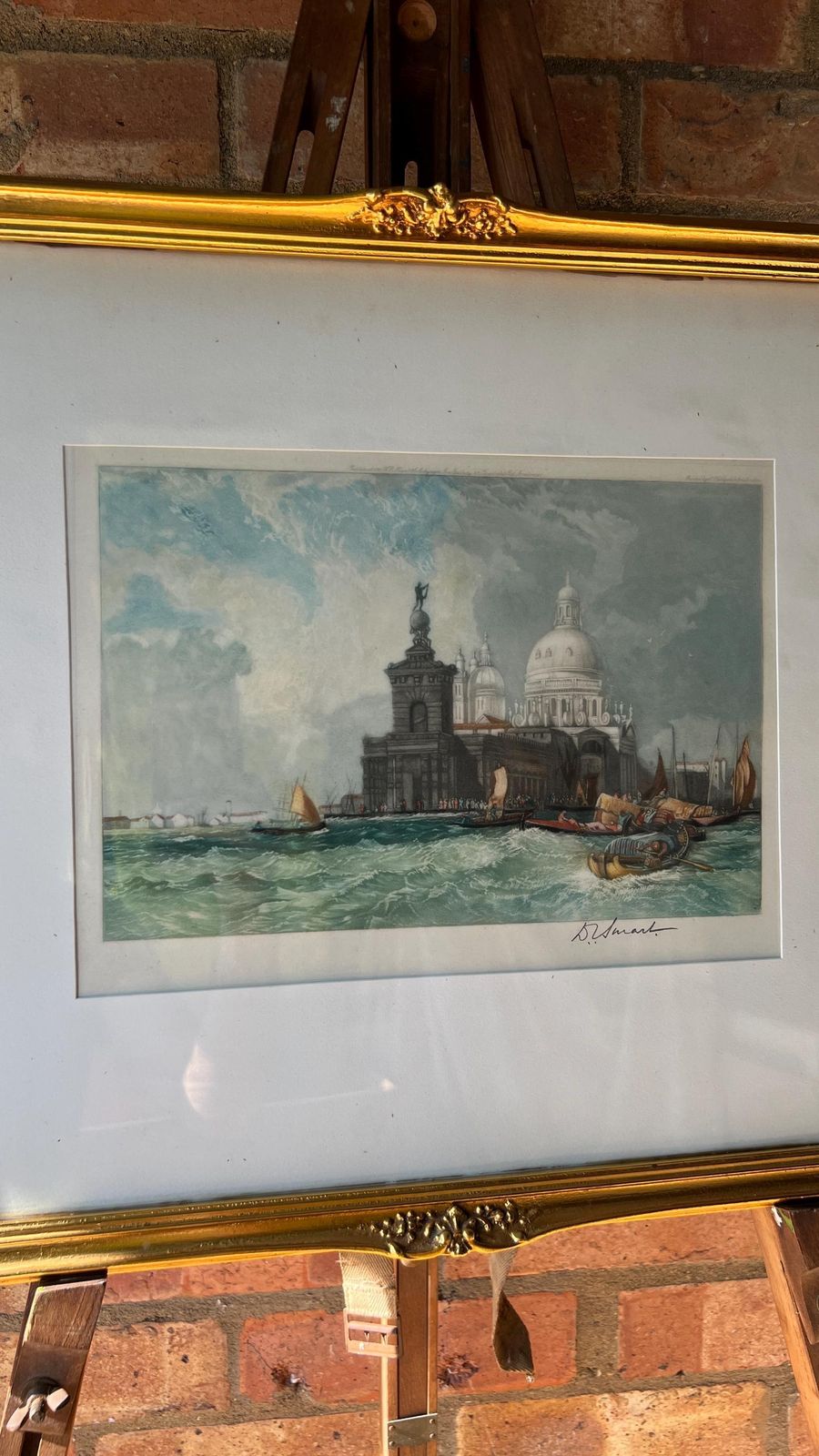 Signed Douglas Ian Smart 1921 Mezzotint Of Santa Maria Della Salute, Venice photo furniture