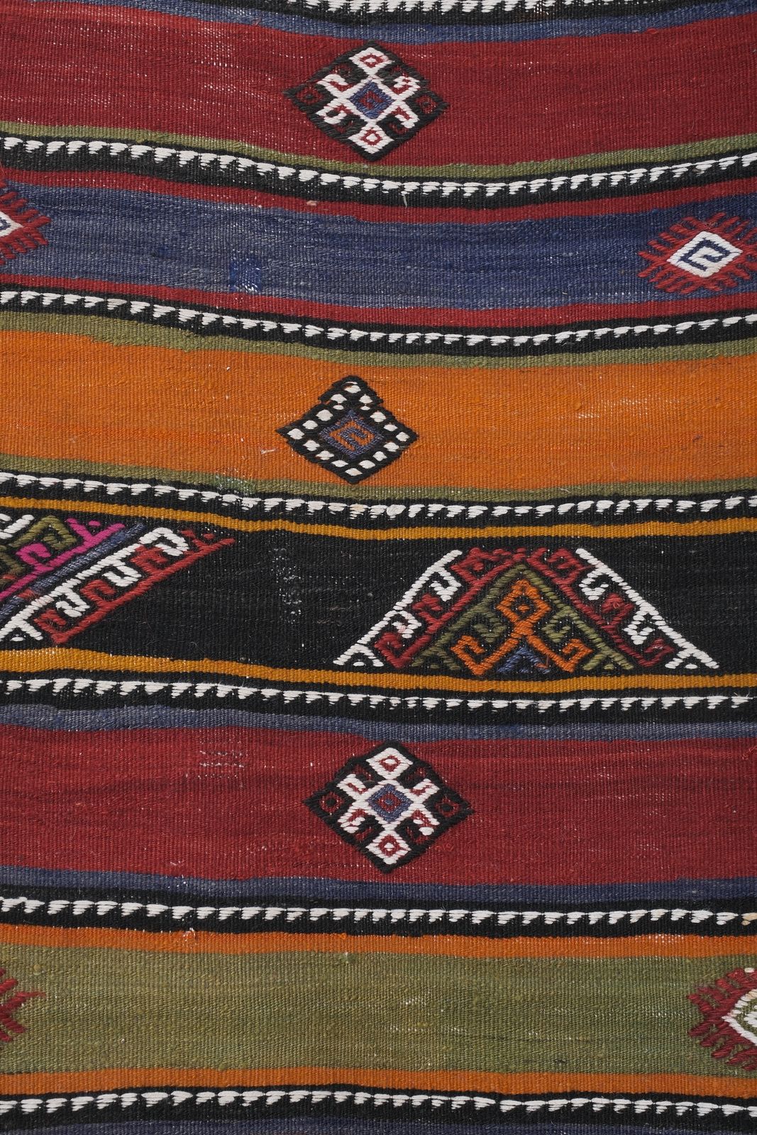 photo furniture Made Of Natural Undyed Wool Early 20th Century Colorful Stair Kilim Runner 2'2'' X 19'4''