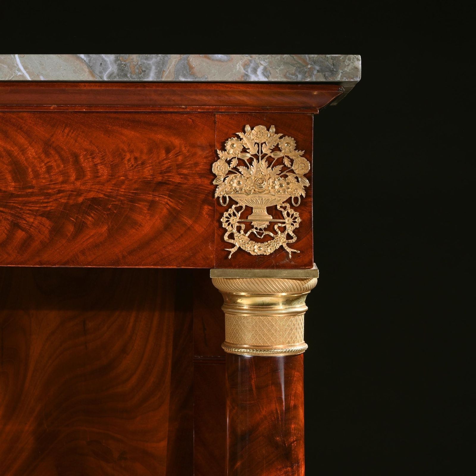 Grand French Empire Mahogany Gilt Bronze Mounted Console Table Of Extremely Large Scale photo for sale