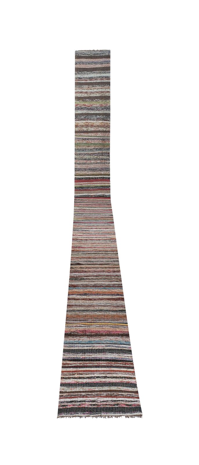 Neoclassical Style Turkish Cotton Oushak Runner   Stair Carpet 2'2'' X 32'3''