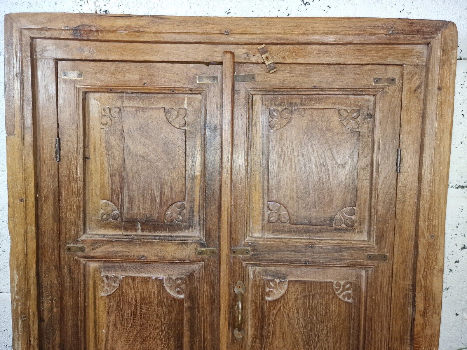 Large Antique Indian Colonial Solid Wooden Window Shutters Wall Garden Mirror photo 240.0