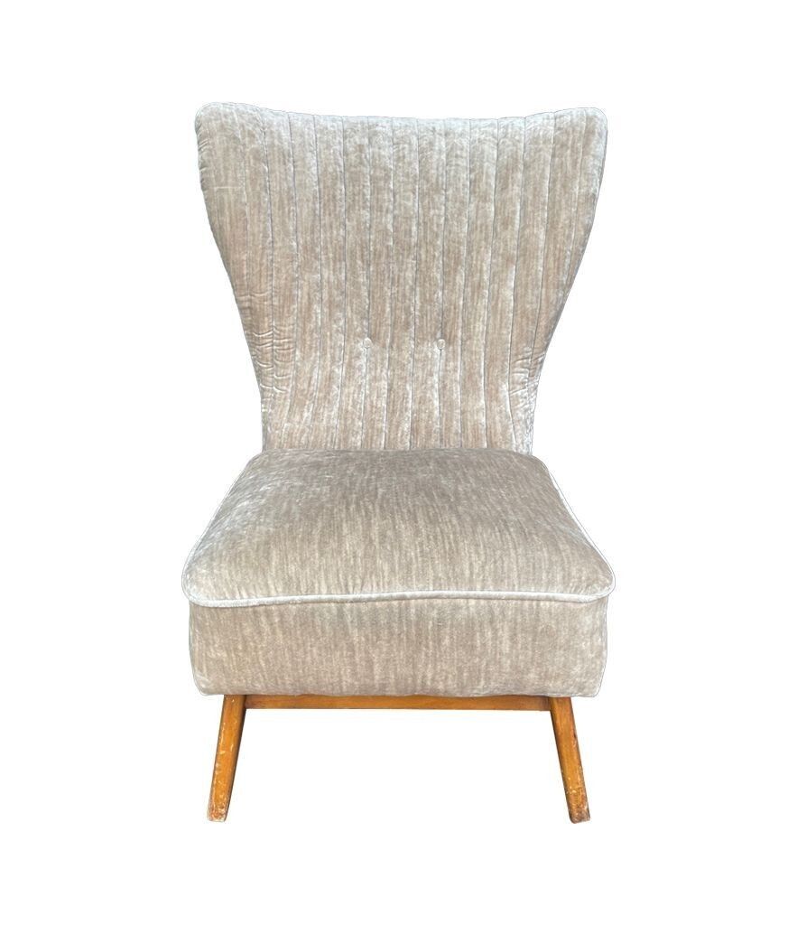 An Italian 1950s Cocktail Chair Upholstered In Mushroom Velvet. photo Furniture