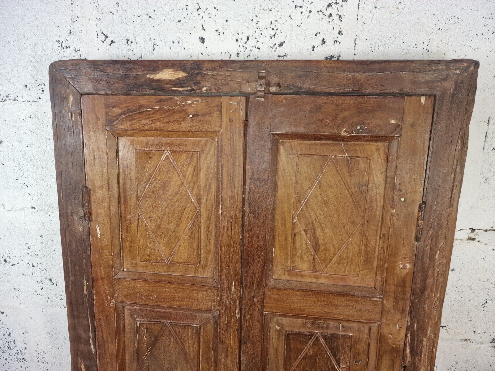 Large Antique Indian Colonial Solid Wooden Window Shutters Wall Garden Mirror photo vinterior