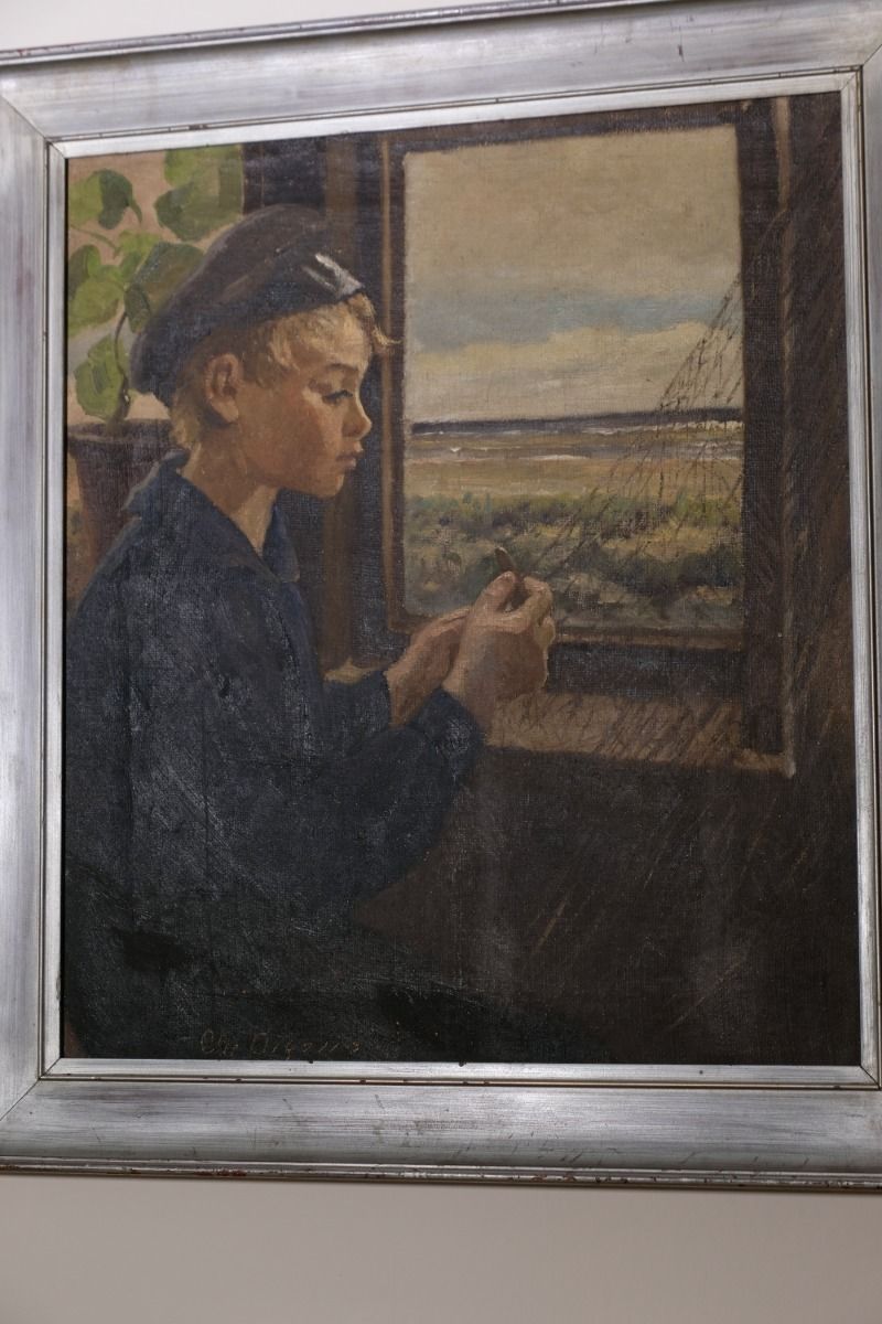 2450.0 Oil On Canvas Study Of A Boy By Christian Aigens photo