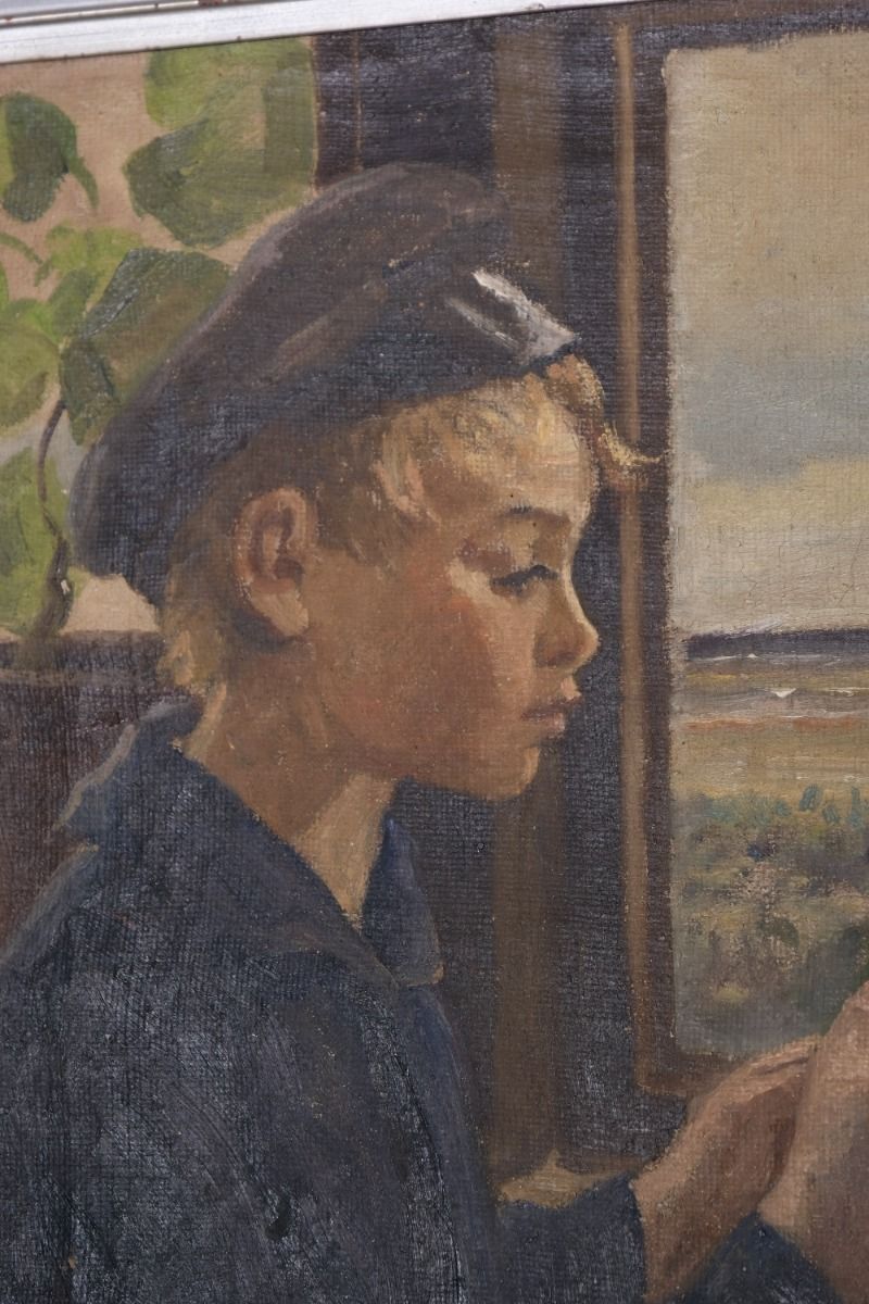 photo buy Oil On Canvas Study Of A Boy By Christian Aigens