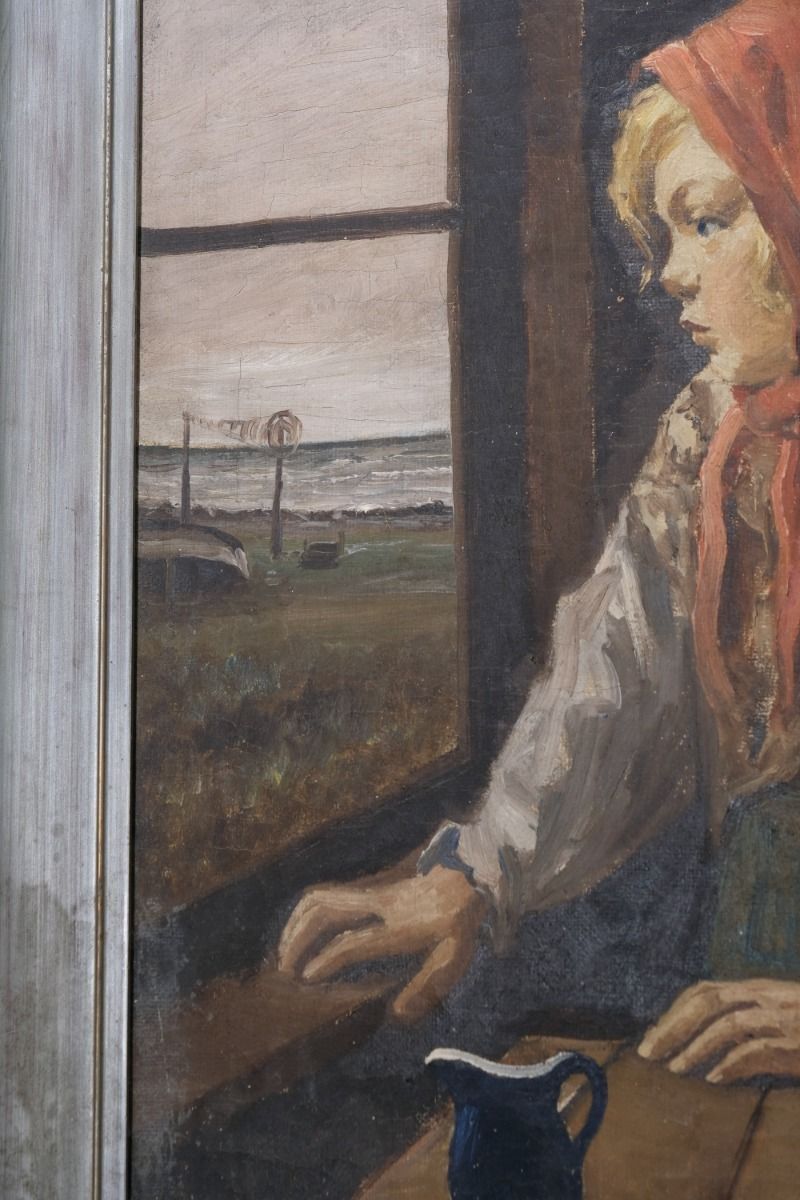 photo for sale Oil On Canvas Study Of A Girl By Christian Aigens