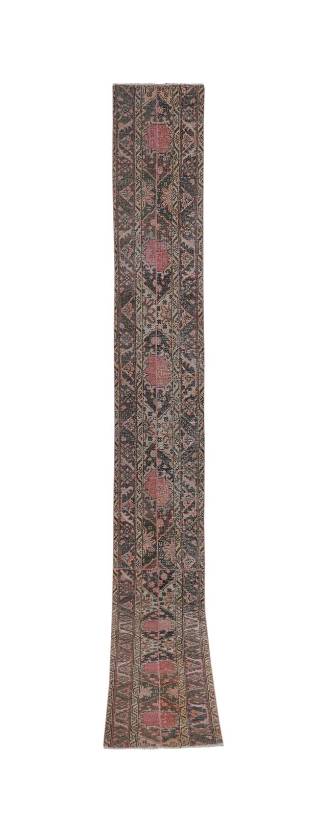 1960s Hand Knotted Anatolian Karapinar Runner   Stair Carpet 1'8'' X 17'2''