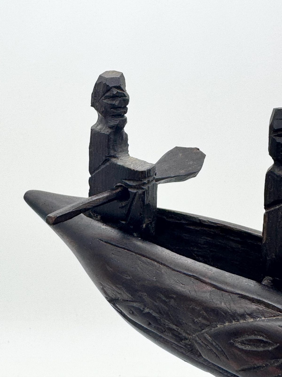 Small Canoe Fishermen Carving, Lake Malawi Souvenir photo for sale