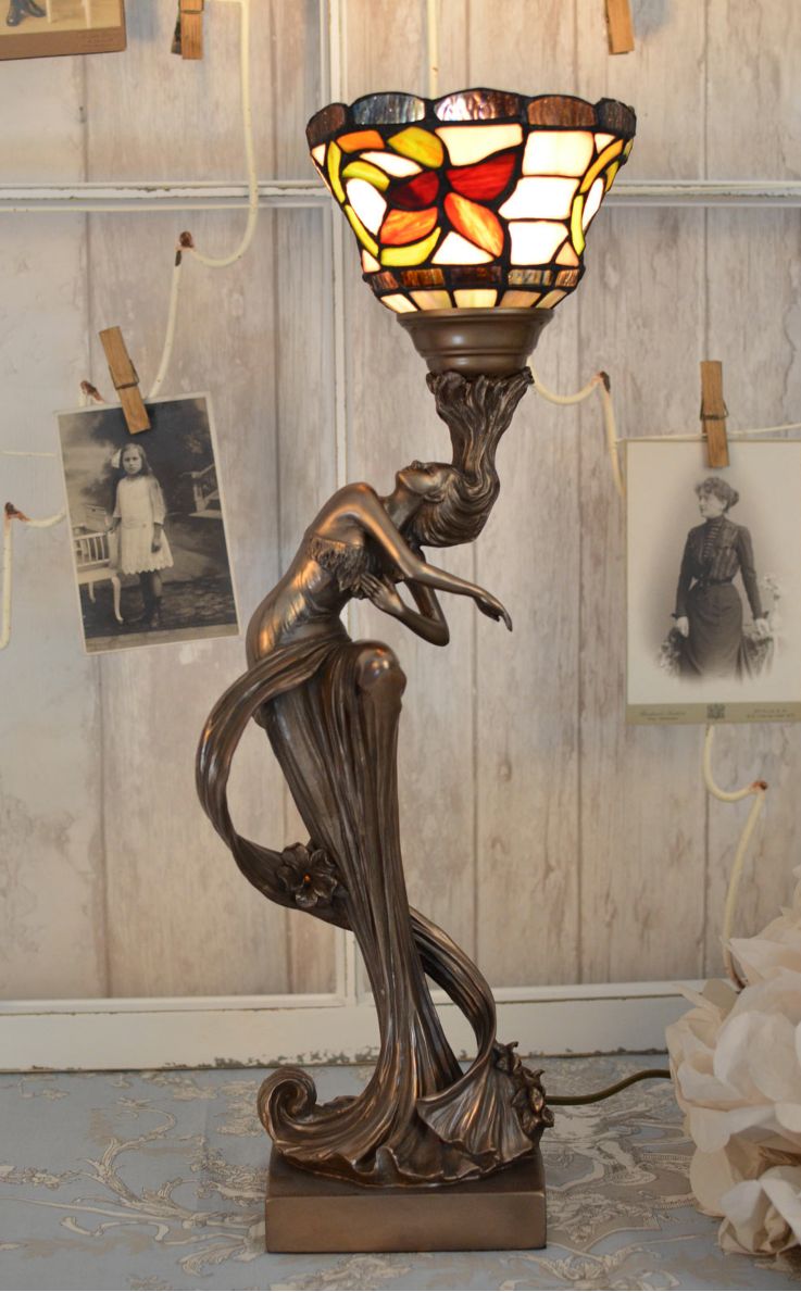 Art Nouveau Nymph Table Lamp “Wiener Secession” – A Timeless Floral Beauty photo furniture