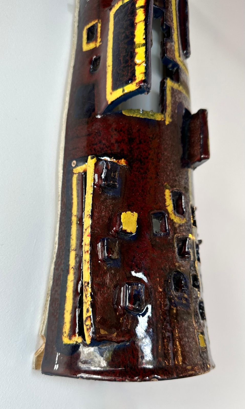 photo for sale Pair Of Sconces Ceramic Enameled Sculpture. Italy, 1960s