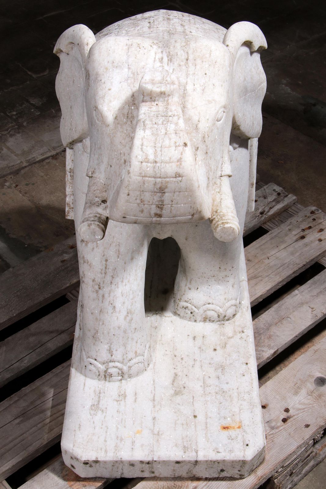 photo buy Handcrafted 2 Large Marble Elephant Statues