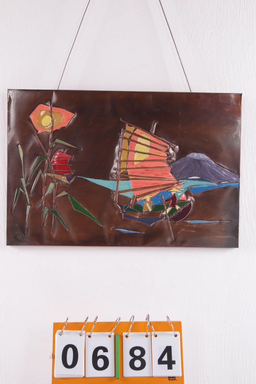 Copper Wall Decoration With Enamel Boats, 1960s photo 124.0