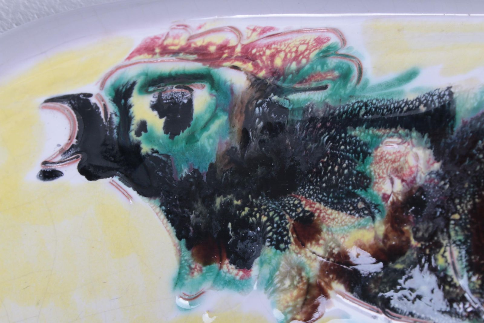 photo vinterior Wall Plate Italian Ceramic With A Rooster On It, 1960s