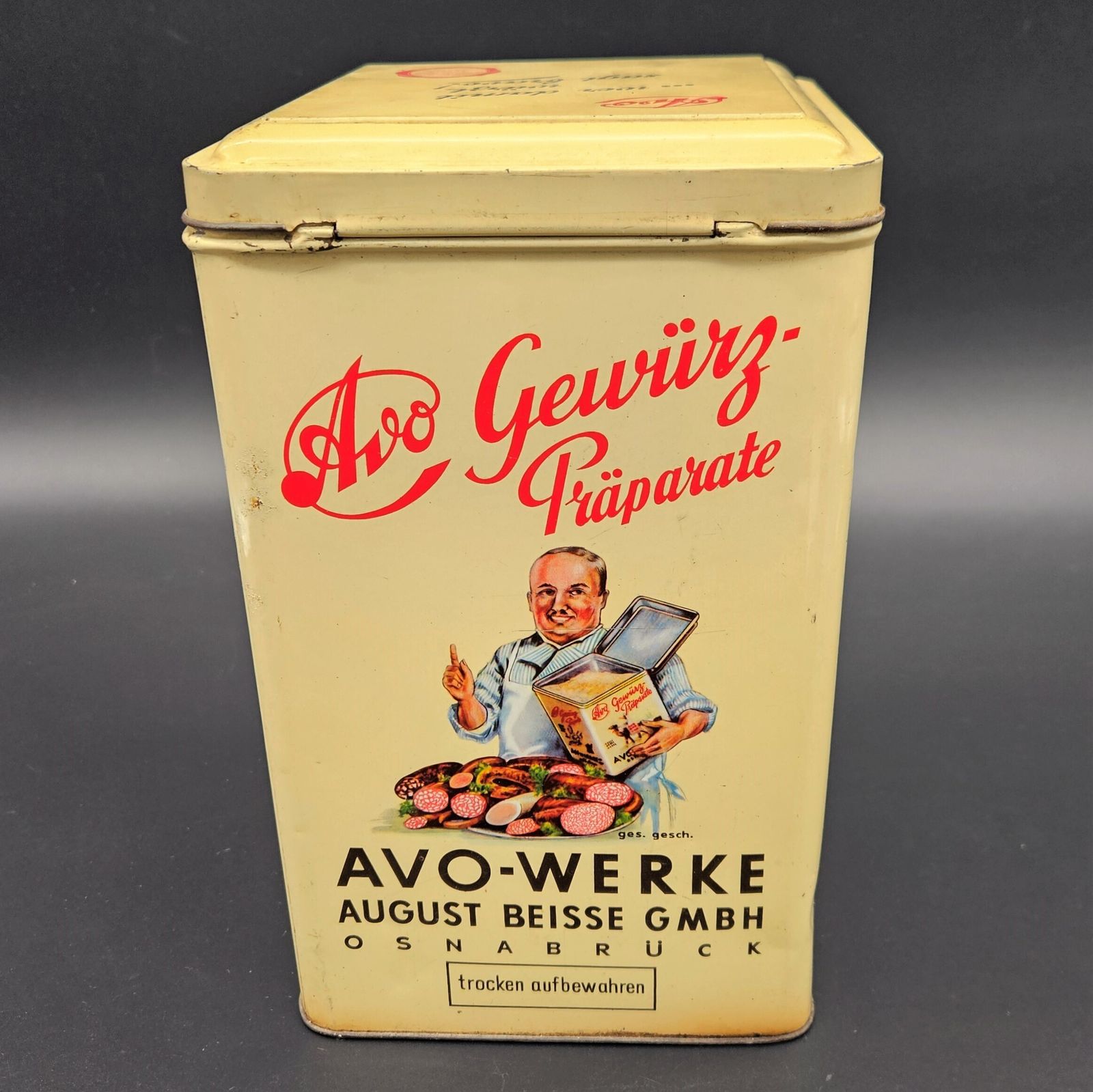 Advertising Tin "Avo Gewürze Osnabrück". 1950   1959 photo for sale