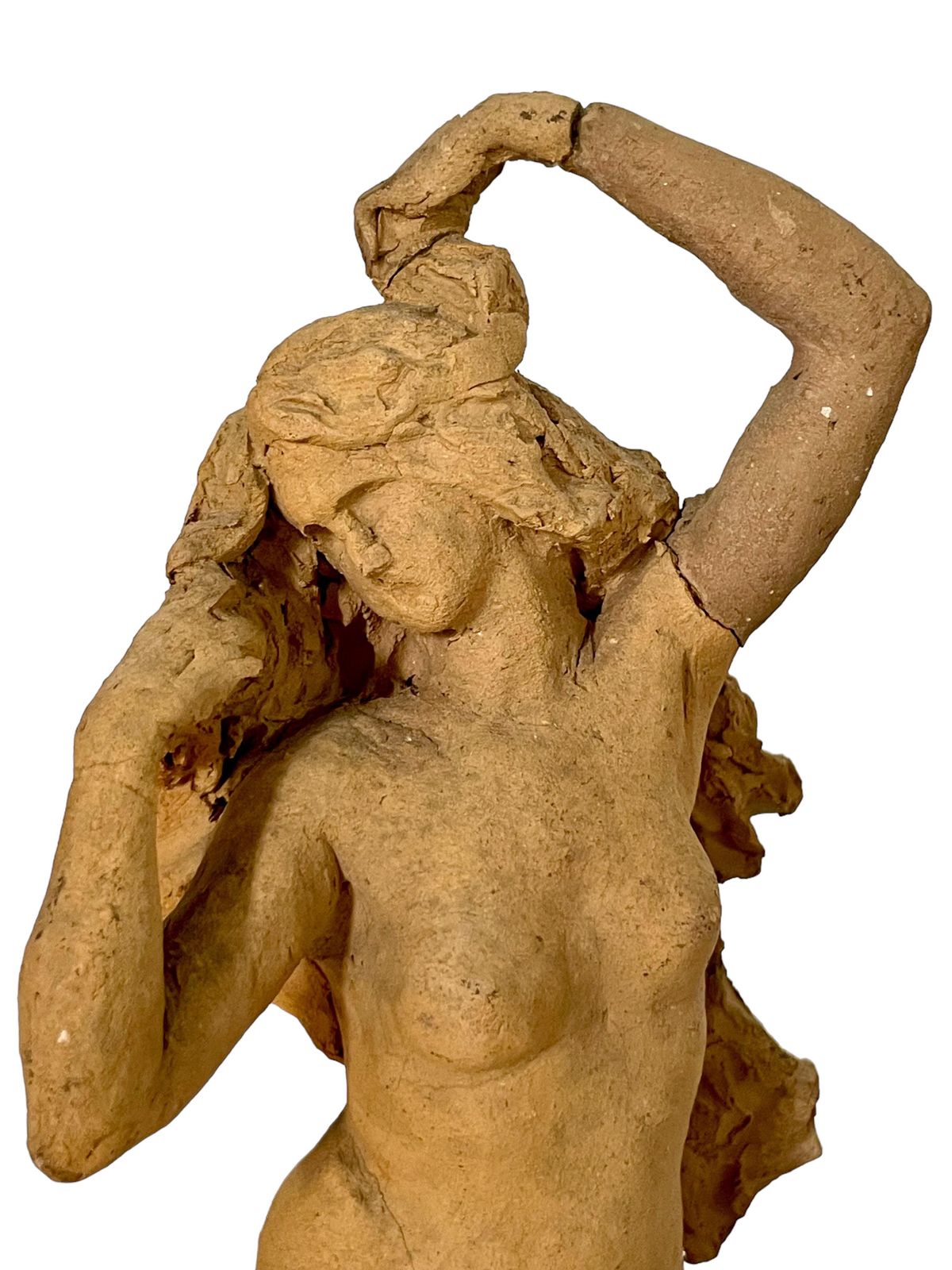 Petite Terracotta Statue Of A Nude Young Woman photo vintage