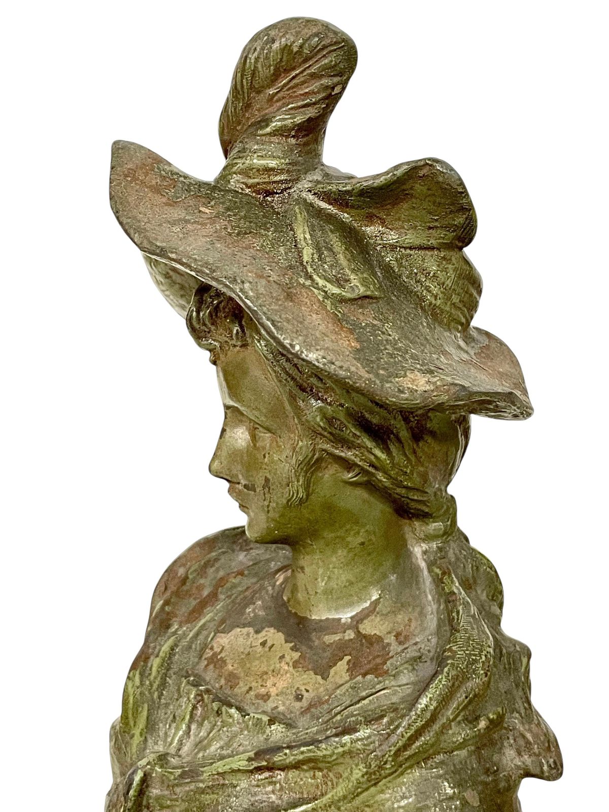 photo vintage Antique Patinated Bronze Bust By Pedro Ramón José Rigual, Circa 1900