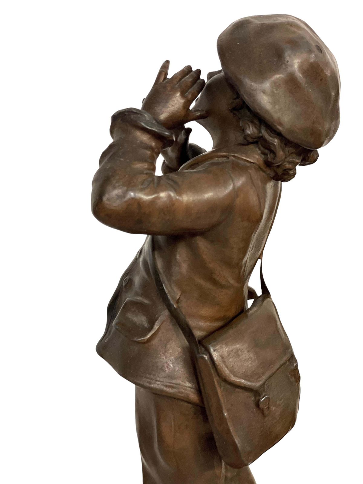 Louis Auguste Moreau Set Of Two Boys Spelter Sculptures 19th Century photo vintage