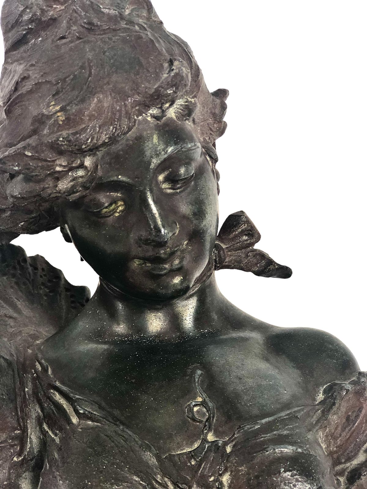 French Art Nouveau Woman Bust “Fraises Au Champagne” By Alfred Jean Foretay photo for sale
