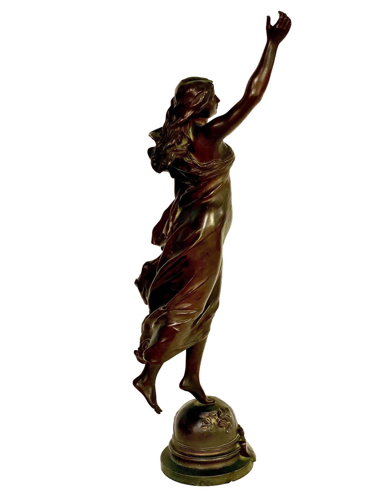19th Century Tall And Large Woman Bronze Statue By French Sculptor Adrien Gaudez photo for sale