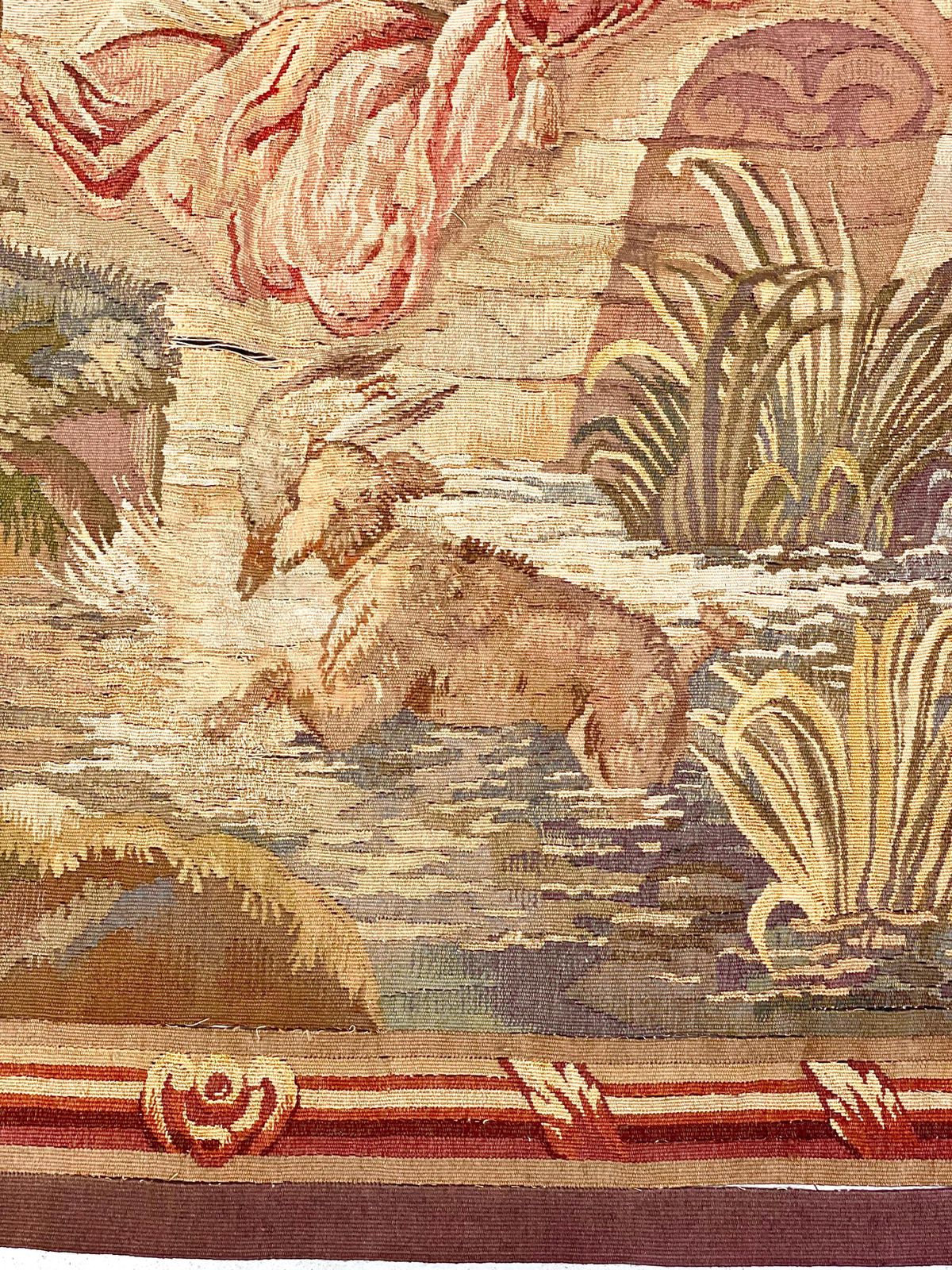 French Aubusson Pastoral Tapestry Featuring A Gallant Scene, Late 19th Century photo buy