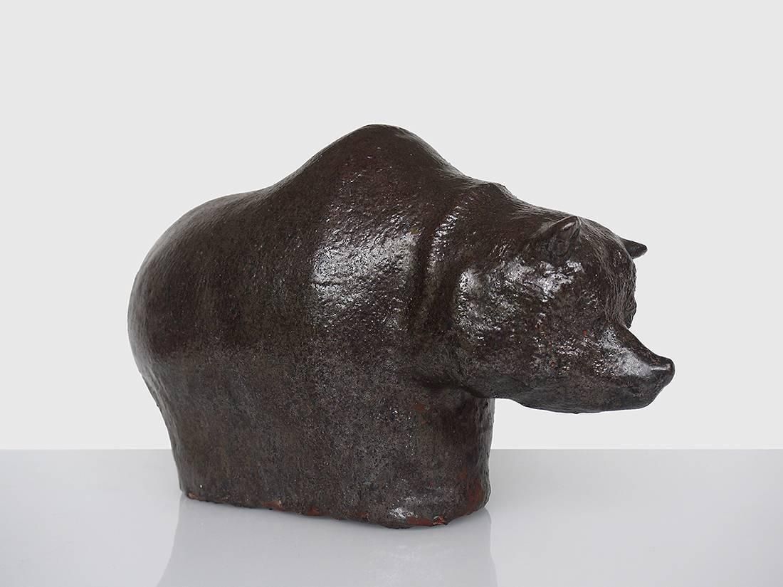 Big And Beautiful Textured Glaze Bear Sculpture By Rudi Stahl, Germany, Signed photo furniture