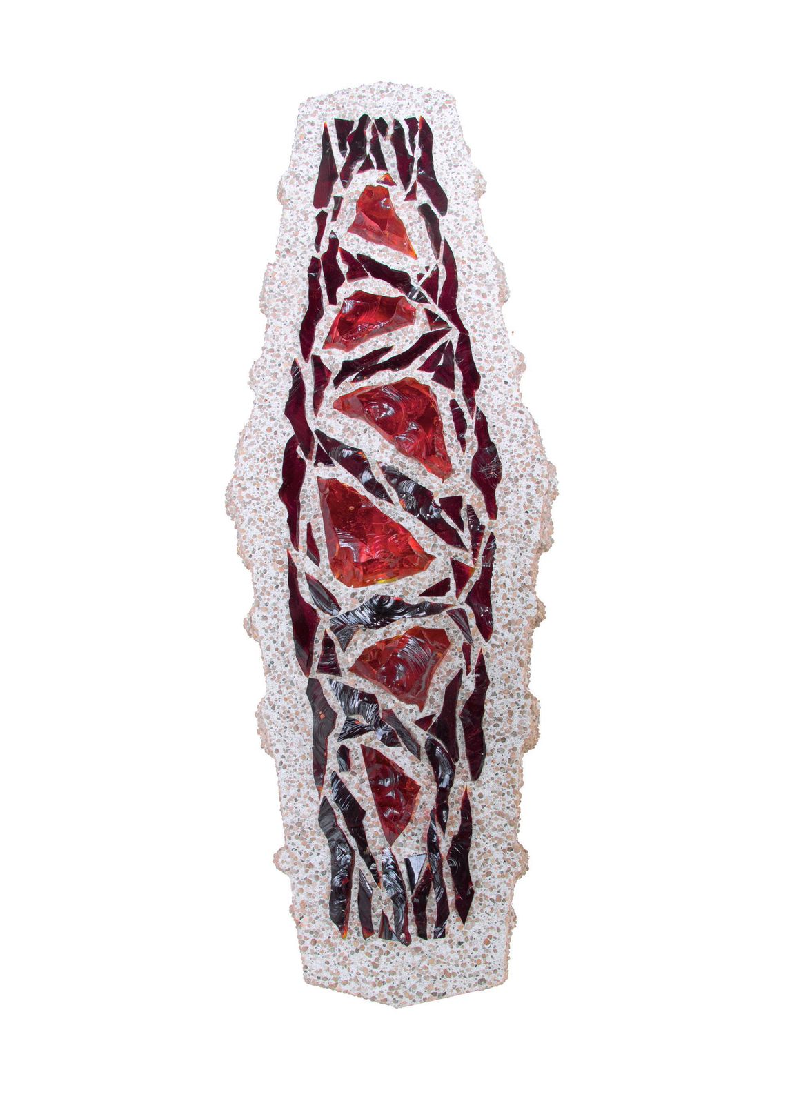 1 'Of 2' Brutalist Poliarte 27" Wall Sconce Mosaic Concrete & Murano Glass, 1970 photo furniture