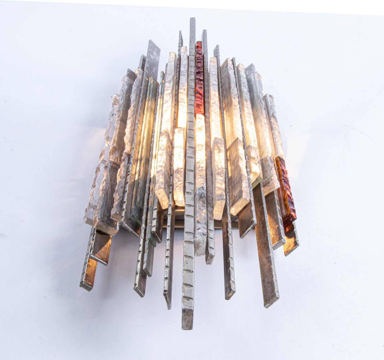 Huge Poliarte 34" Brutalist Wall Sconce By Biancardi & Jordan Arte, Italy 1970 photo Art